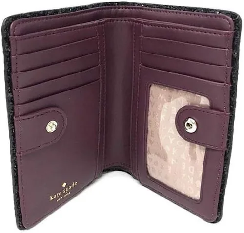 Vista 4 de Kate Spade Tellie - Cartera plegable de piel con purpurina y color ciruela
