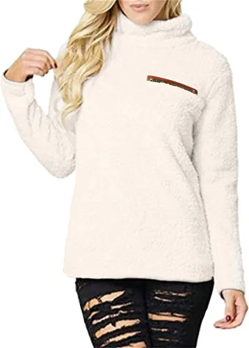 Vista 2 de ONLYPUFF Suéteres de sherpa para mujer, tipo túnica cálida de invierno, sudaderas para mujer