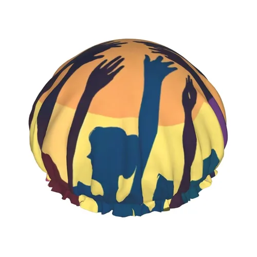 Vista 15 de Gorro de ducha con estampado de corazón abstracto, elástico y reutilizable, gorro de ducha grande impermeable, para mujeres, hombres y niños