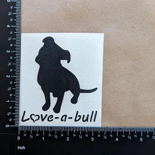 Vista 6 de Paquete de 4 calcomanías de Pitbull: Love-a-Bull, latido del corazón de Pitbull, corazón de American Pit Bull Terrier, calcomanías detalladas