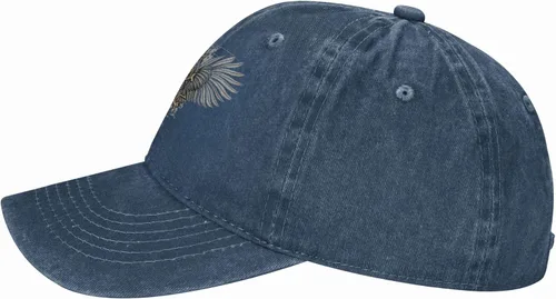 Vista 4 de Cowboy Hat Trendy Hats for Man and Women Djustable Four Season Outdoor Baseball Cap of Hell Skull with Angel Navy Blue