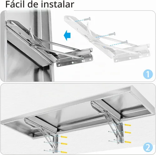 Vista 7 de Estante Plegable de Concesión 24" x 12", Estante Desplegable Plegable de Acero Inoxidable para Servir Alimentos para Ventanas de Concesión