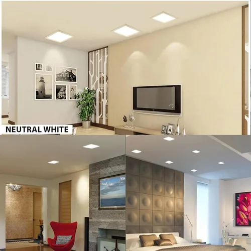 Vista 6 de Luces de panel LED empotradas de 15 W, luz de techo cuadrada blanco (White 4000K)