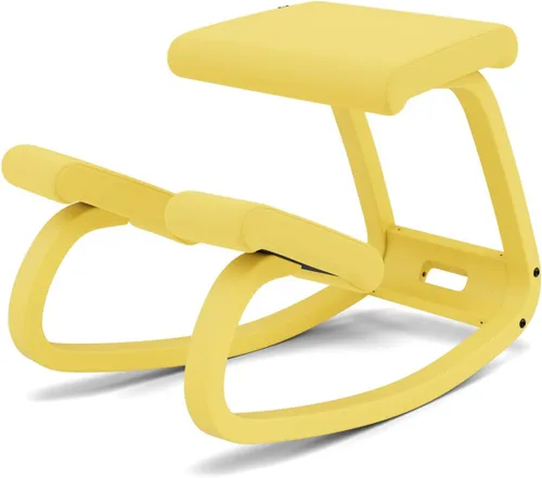 Vista 4 de Varier Monocromo variable, silla original arrodillada, silla de oficina ergonómica, 10 años de garantía, diseñada por Peter Opsvik, ocre