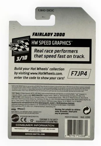 Vista 2 de Hot Wheels 2018 50 aniversario HW Speed Graphics Datsun Fairlady 2000 55/365, azul claro