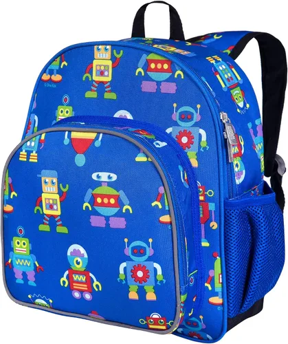 Vista 19 de Wildkin - Mochila infantil de 12 pulgadas – Acolchada, ajustable, ideal para guardería y viajes, Dino azul, Escuela