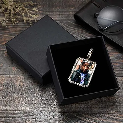 Vista 7 de QUNTING Collar con foto personalizada para hombres cadena de imagen redonda personalizada para mujeres medallones de amor joyería hip hop llavero