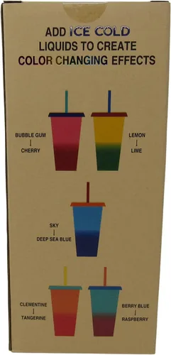 Vista 2 de Buc-ee's Vasos que cambian de color, 5 vasos diferentes con tapas y popotes, capacidad para 25 onzas cada uno