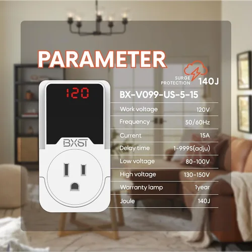 Vista 2 de BXST Protector de sobretensiones de 140J, protector de voltaje de una toma de corriente, protector de sobretensiones para refrigerador/aire