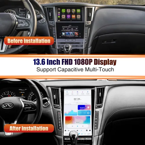 Vista 4 de Aucar Mark 6 - Unidad principal de radio de coche Android estilo T de 13.6 pulgadas para Infiniti Q50 Q50S Q60 Q60S, reproductor de video estéreo