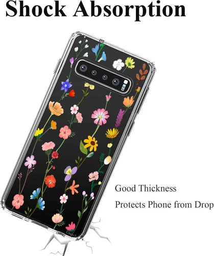 Vista 5 de Unov Funda para Galaxy S10, transparente con diseño, ajuste delgado, buen agarre, funda de teléfono en relieve, cubierta protectora a prueba