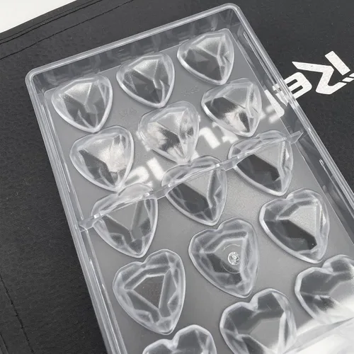 Vista 8 de Goldbaking Molde de chocolate con forma de corazón de diamante Bandeja de caramelo de policarbonato