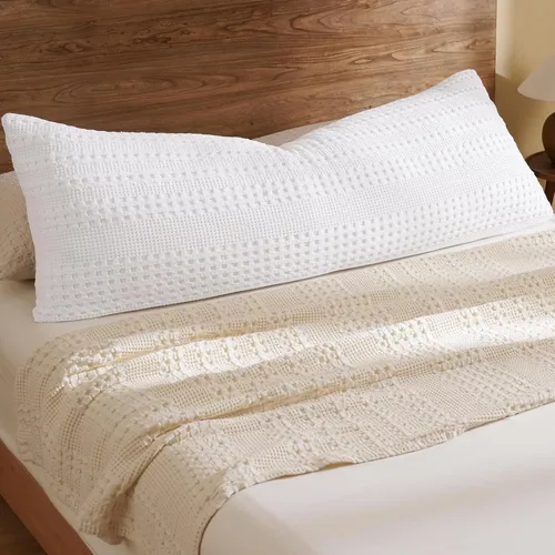 Vista 75 de PHF Fundas de almohada 100% algodón con tejido de gofre de 24 x 24 pulgadas, paquete de 2 fundas cuadradas para decoración elegante del hogar, sin