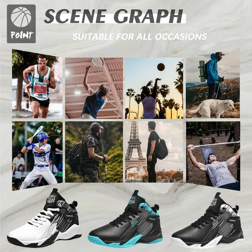 Vista 6 de CJSPORX Men's Basketball Shoes Breathable Non-Slip Sneakers Fashionable Sports
