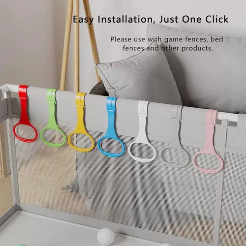 Vista 2 de 5 anillos de dominadas para corralito de bebé, accesorios para corralito de juegos, accesorios para ayudar a levantarse y caminar, herramienta de 5