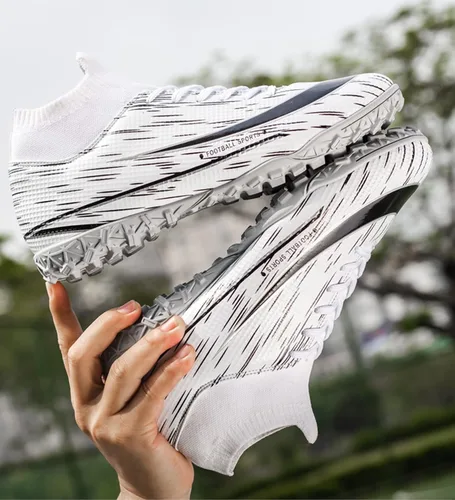 Vista 8 de Zapatos de fútbol para hombre, tacos de fútbol para interiores, con cordones, antideslizantes, botas de césped