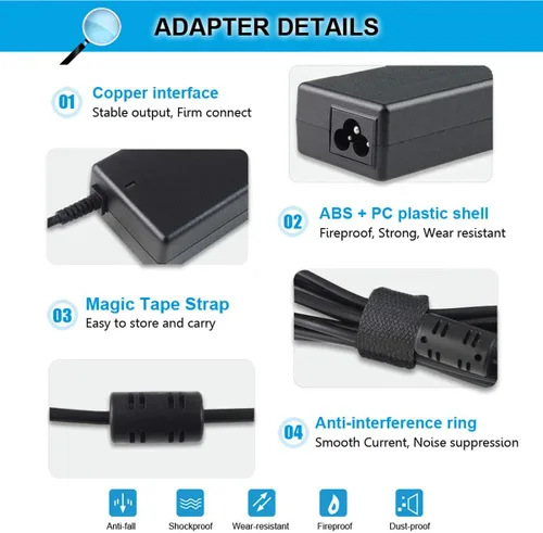 Vista 4 de Cargador adaptador de CA de 19.5V 3.34A 65W compatible con Dell inspiron 15R N5010 N5110 N7010 N4010 5521 5537 15 3520 3521 3531 3537 14 3421 5421 1