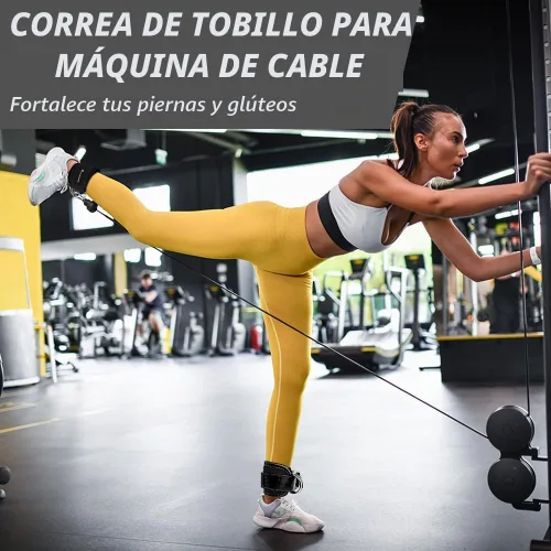 Vista 5 de flintronic 2 correas de tobillo para máquina de cable, puños de gimnasio con doble anillo en D de acero inoxidable, tobillera de gimnasio