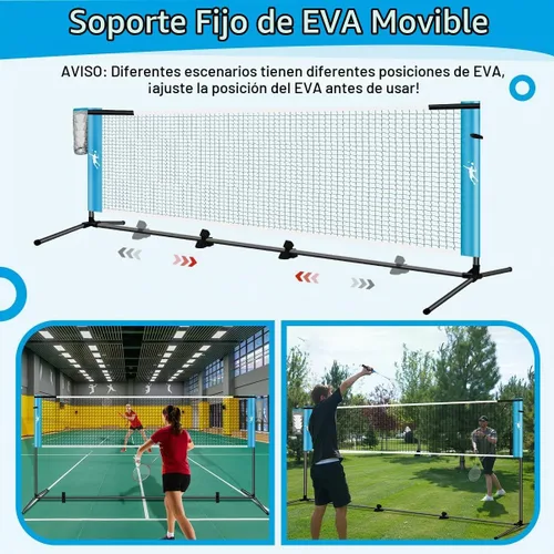 Vista 2 de Juego de red de bádminton de pickleball para patios traseros, juego combinado de voleibol portátil todo en uno con red ajustable, palas de voleibol