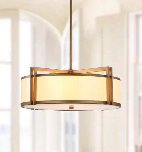 Vista 2 de SAFAVIEH Lighting Collection Orb Antique Gold - Lámpara colgante de tambor de techo ajustable de 21 pulgadas de diámetro (bombillas LED incluidas)