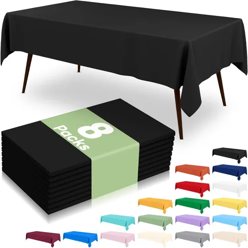 Vista 28 de misaya 6 paquetes de manteles de plástico desechables, 54 x 72 pulgadas mantel rectangular impermeable, cubiertas de mesa decorativas a prueba