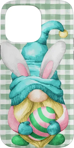 Vista 21 de iPhone 15 Pro Max Lindo gnomo de Pascua para caza de huevos en primavera Buffalo Plaid Case