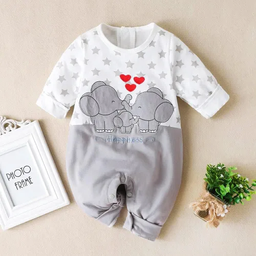 Vista 2 de Linda jirafa + cebra con estampado floral de manga larga para bebé niña, mono blanco para mameluco de una pieza