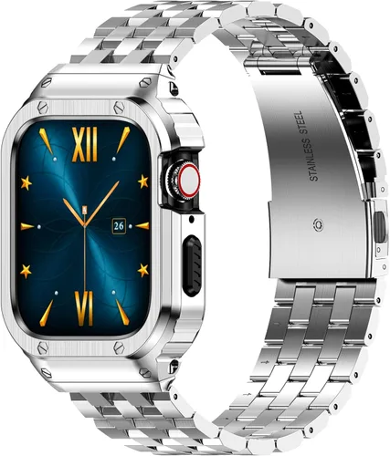 Vista 17 de Correa y funda de acero inoxidable compatible con Apple Watch Band 1.496 Negro