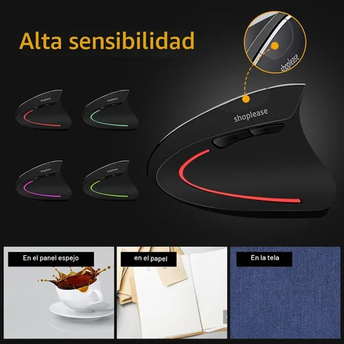 Vista 3 de Ratón vertical con cable, ratón ergonómico óptico con 4 ajustables 800/1200/2000/3200, 5 botones USB para computadora, mejor para manos grandes