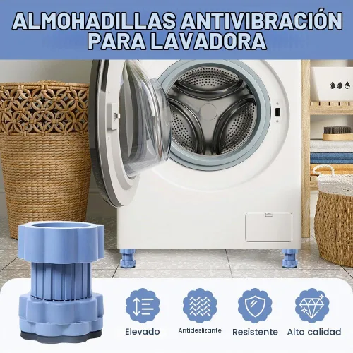 Vista 2 de Almohadilla de elevación universal para base de lavadora, almohadillas elevadoras antivibración para lavadora, soporte de nivelación ajustable