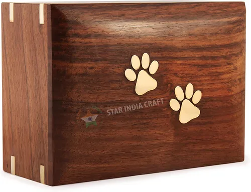 Vista 2 de STAR INDIA CRAFT Urna de madera – Urnas de mascotas para cenizas de perros, urnas decorativas de madera para cenizas – Urnas de cremación