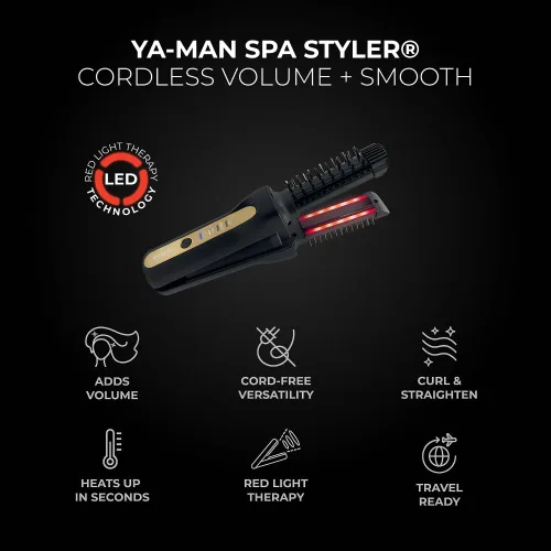 Vista 2 de YA-MAN SPA Styler® Volumen Inalámbrico + Suave - Estilo Inalámbrico, Reimaginado. Cepillo caliente híbrido + plancha plana