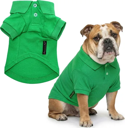 Vista 18 de Camisas Polo Parisian Pet - Camisa de Algodón Transpirable para Perros - Azul Sólido, Ropa de Verano con Capucha - Cuello con Botón para Perros