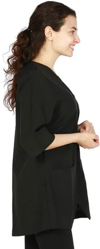 Vista 5 de Judi - Bata de salón profesional, chaqueta de estilista, uniforme de cosmetología, a prueba de lejía