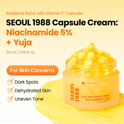 Vista 2 de K-SECRET SEOUL 1988 Crema en Cápsulas de Niacinamida – Hidratante Facial con 5% de Niacinamida y Yuja Crema en Cápsulas de Vitamina C para Manchas