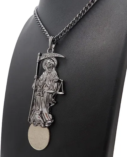 Vista 6 de Shiny Jewelers USA CAJA DE COLGANTE CUBANA CUBANA CUBANA PARA HOMBRE SANTA MUERTE NUESTRA SEÑORA DE LA SANTA MUERTE