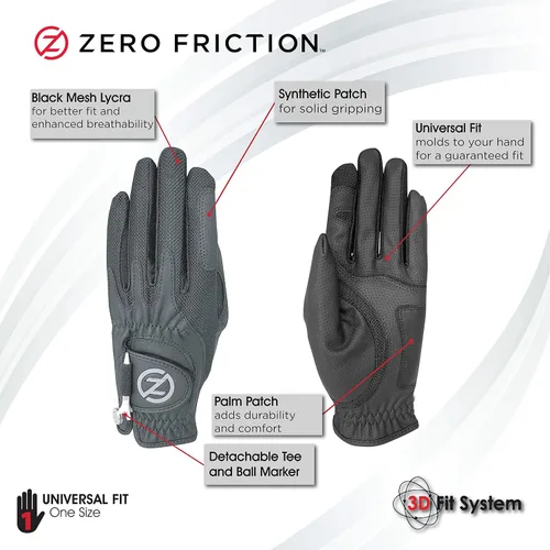 Vista 3 de Zero Friction - Guantes de golf sintéticos de ajuste por compresión para mujer, ajuste universal