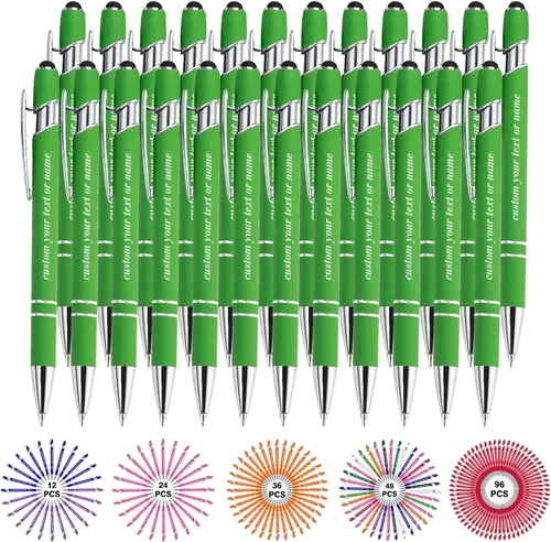 Vista 46 de Bolígrafos personalizados con nombre a granel, juego de bolígrafos personalizados, lápiz capacitivo grabado, logotipo, texto, regalo para negocios