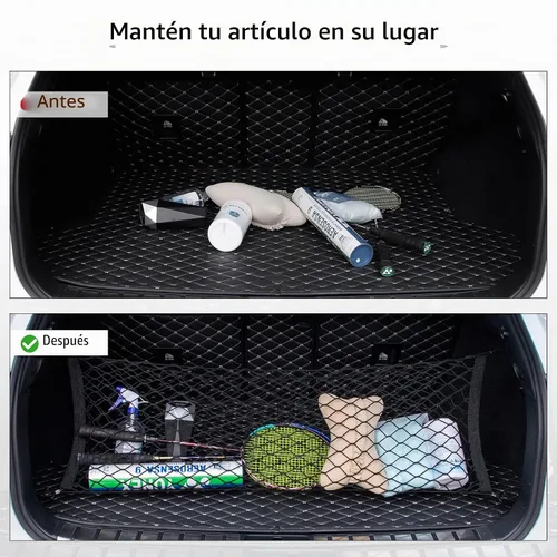 Vista 4 de Alpmosn Red de carga para automóvil extensible de 35.4"x15.8", red de almacenamiento elástica ajustable, accesorios interiores del maletero