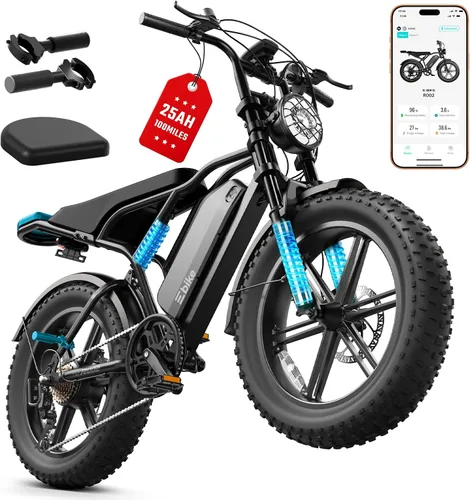 Vista 12 de Electric Bike for Adults,2000W Peak,20"x4"Fat Tire,48V Removable Battery 2-Negro carbón