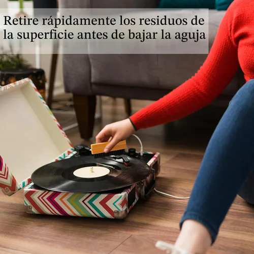 Vista 6 de Ziliny Kit de limpieza de discos de vinilo de 6 piezas, incluye cepillo de microfibra de nailon, líquido limpiador y caja de almacenamiento, kit