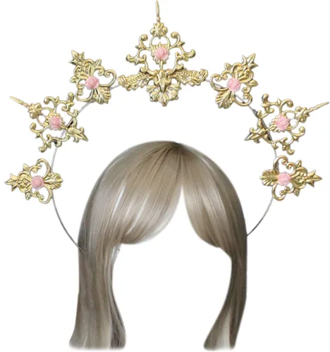 Vista 5 de DGFJY Festival Hair Accessories Women Students Halloween Hairband Cosplay Angel Aureole Headbands Performances Hair Hoop Hair