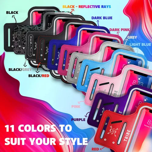 Vista 2 de TRIBE - Funda brazalete resistente al agua para teléfono celular, soporte para correr para iPhone Pro Max Plus Mini SE (13/12/11/X/XS/XR/8/7/6/5)