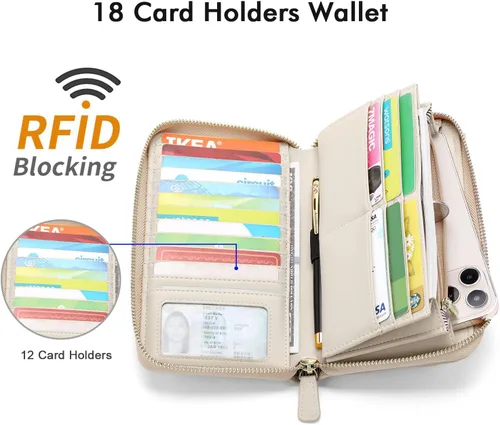 Vista 7 de nuoku Carteras para mujeres con ranuras para tarjetas de crédito con bloqueo RFID de gran capacidad