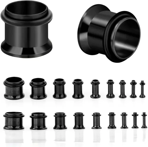 Vista 3 de KUBOOZ 9 pares de tapones para los oídos acampanados individuales de acero inoxidable para túneles, calibradores, piercings para estirar
