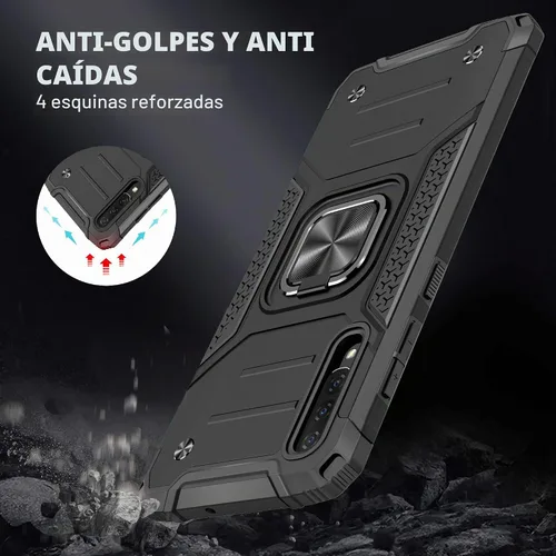 Vista 4 de Asuwish Funda compatible con Samsung Galaxy A70 y protector de pantalla de vidrio templado, accesorios para celdas, soporte de anillo, fundas Negro