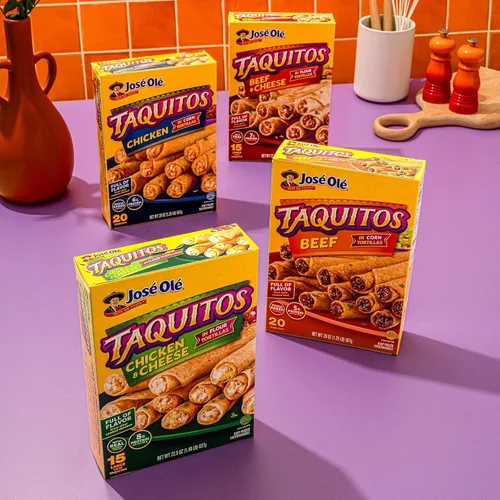 Vista 6 de Jose Ole Taquitos de harina con carne y queso congelados, caja de 22.5 onzas