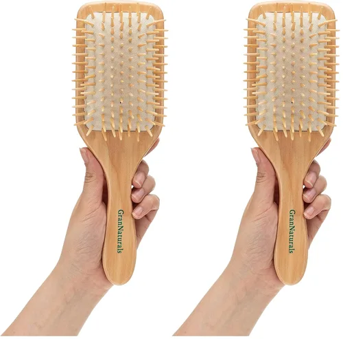 Vista 9 de Cepillo de pelo con cerdas de madera Longitud 10.25 pulgadas de ancho 3.5 pulgadas Cepillo de pelo grande con mango de madera natural ecológico