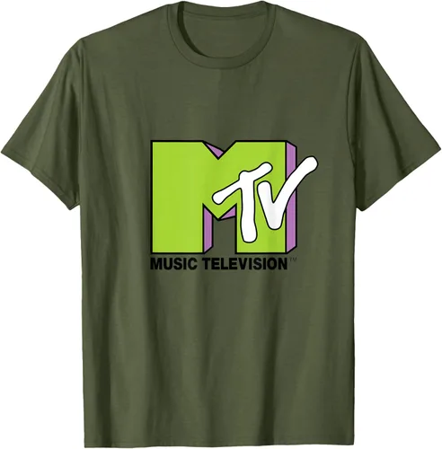 Vista 82 de Camiseta de tratamiento de relleno con logotipo MTV verde lima y morado, Negro, S Azul Marino