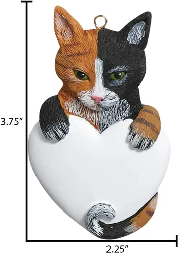 Vista 3 de Adorno 3D de gato calicó personalizado para árbol de Navidad 2025 – Adorno personalizado para mascotas, adornos de Navidad para mascotas, regalos